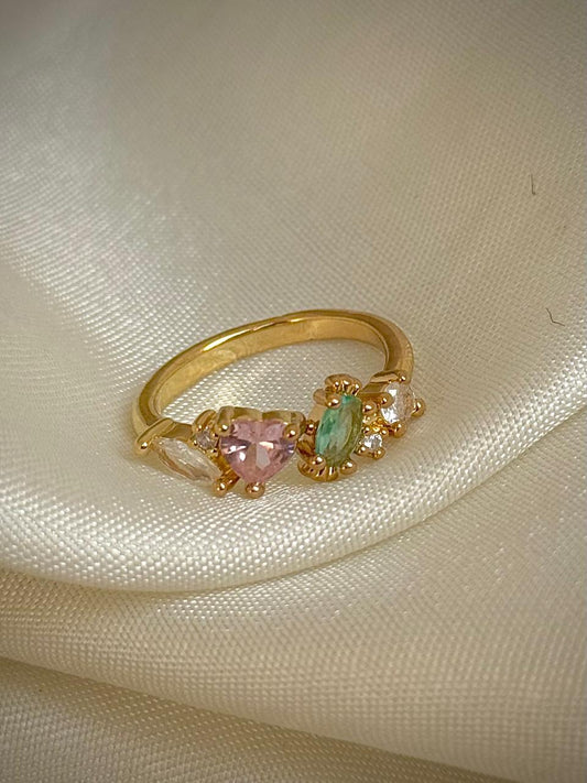 Pastel Glinted Heart Ring