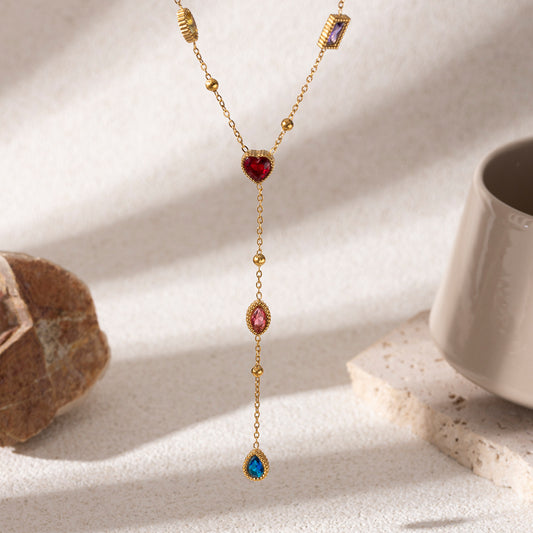 Multi-Tinted Classy Y-Necklace