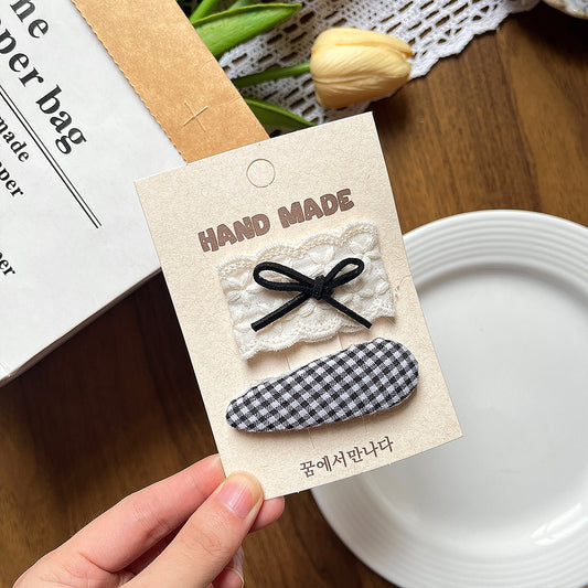 French Monochrome Bow Hair Clips