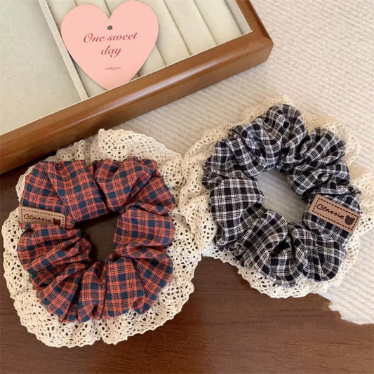 Lacey Ruffle Plaid Scrunchie