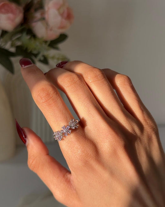 Triple Carnations Pink Ring