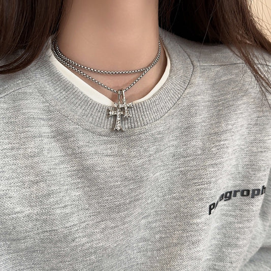 Sinful Pair Cross Necklace