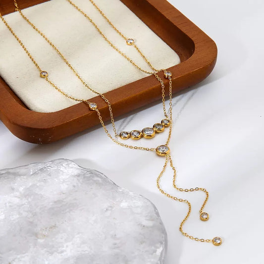 Soft-spark Rhinestone Y-Necklace