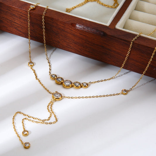 Soft-spark Rhinestone Y-Necklace