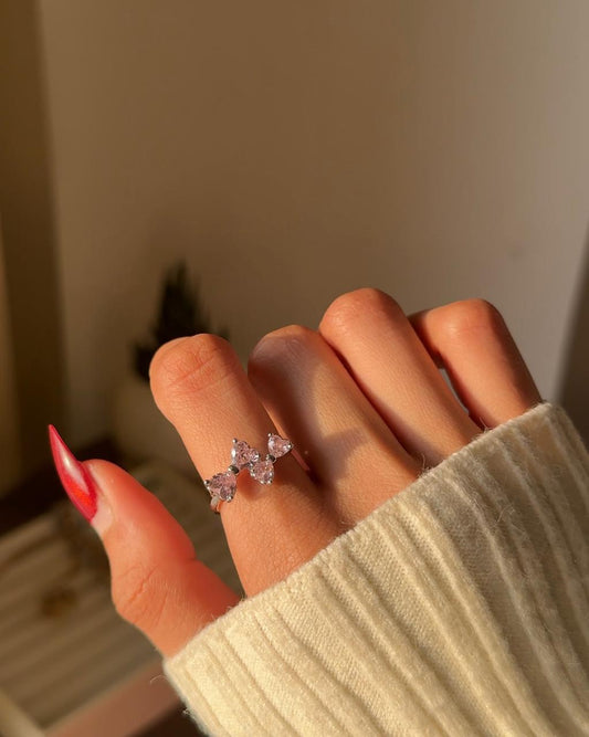 dual Bow ring- pink