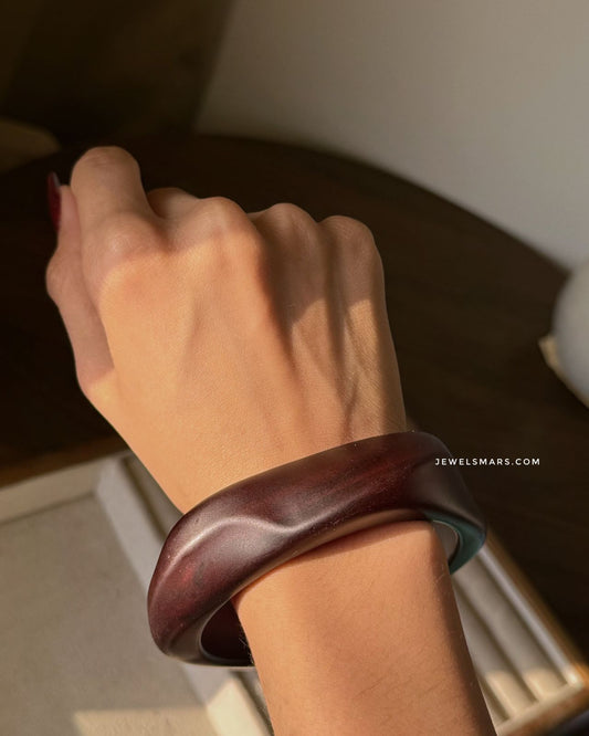 Boho-Statement Wooden Bangle