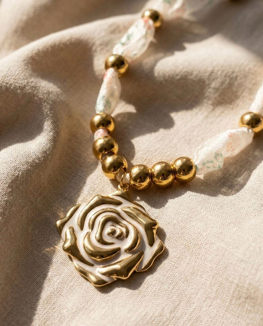 Rose’ Heirloom Ribbon Necklace