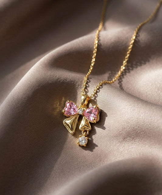 Baby Doll Sparkling Bow Necklace
