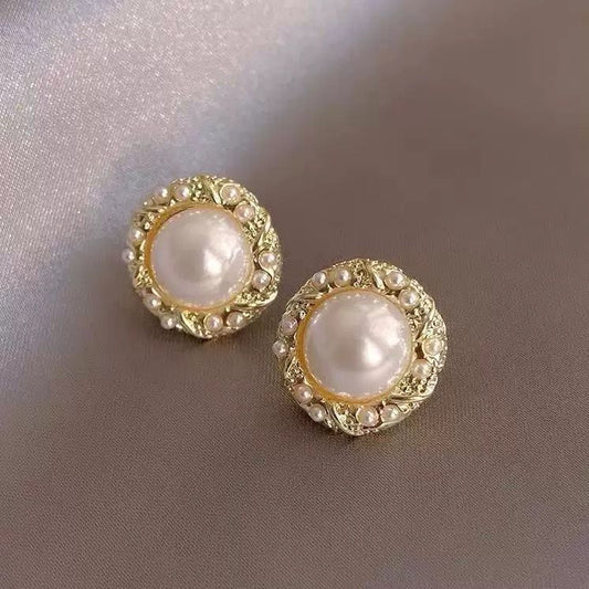 Glazed Pearl Vintage Earrings