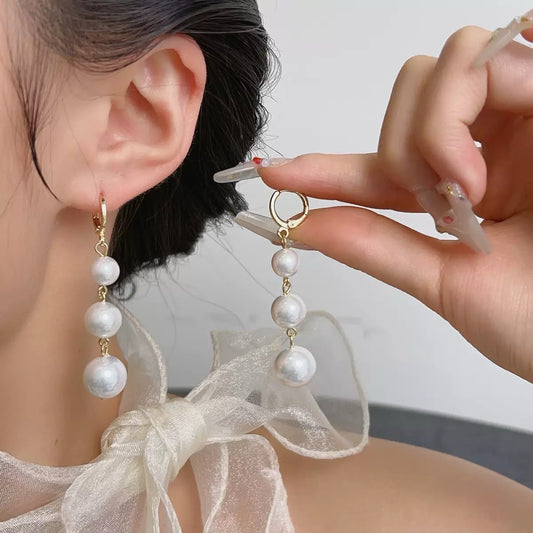 Chandelier Cascade Pearl Drop Huggies