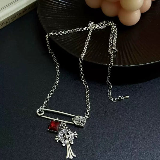 Rebel Saint Safety Pin Necklace
