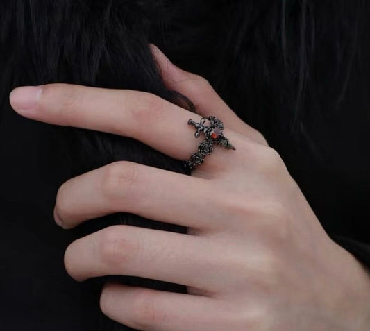 Gothic Dagger Rose Ring