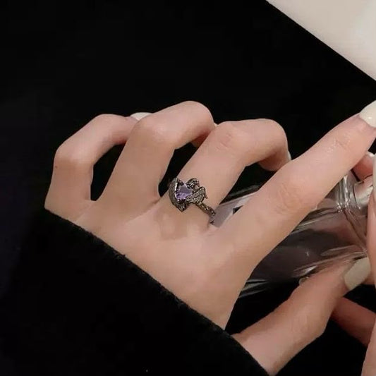 Amethyst Raven Ring