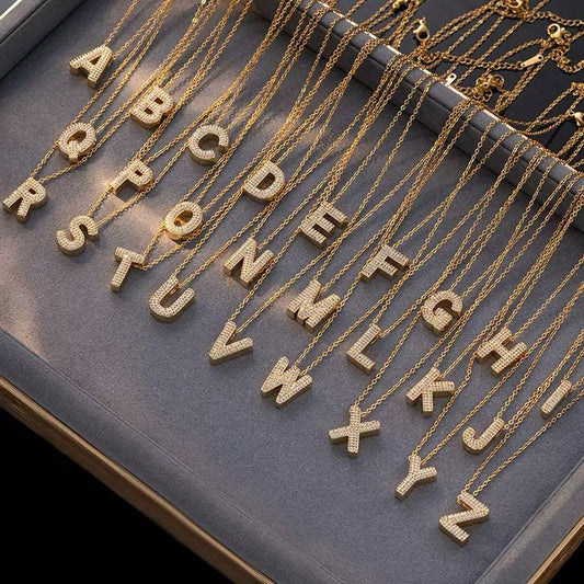 Minimal Shimmer Initial Necklace