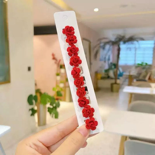 Crimson Romance Blossom Clips (Pack of 8pcs)