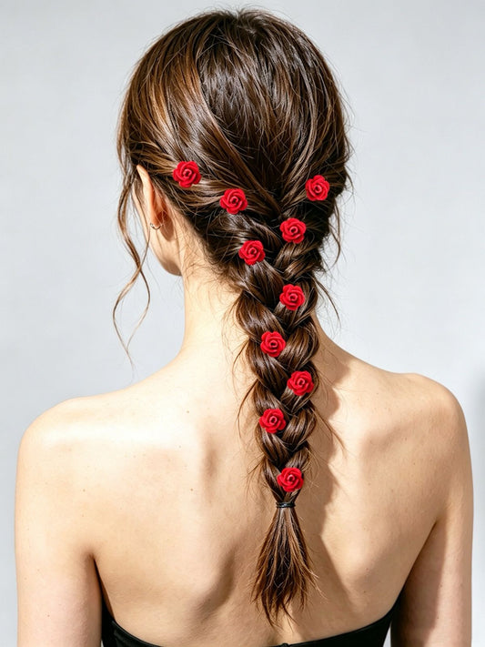 Crimson Romance Blossom Clips (Pack of 8pcs)