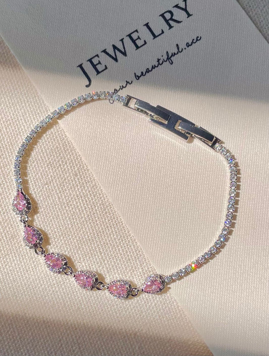 Coquette Pink Teardrop Tennis Chain