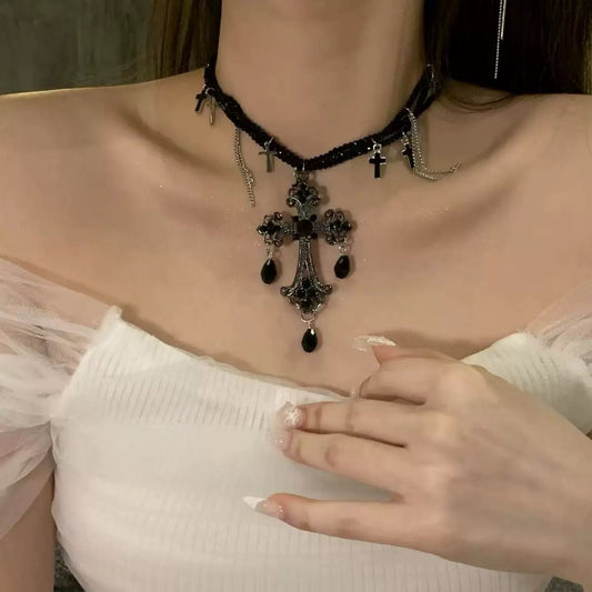 Black Blessing Cross Necklace