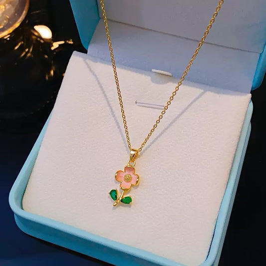 Pink Era Flower Necklace