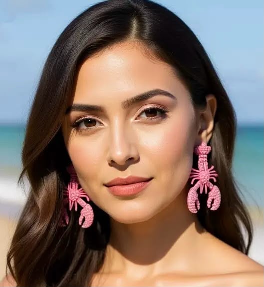 Sea-Stories Pink Lobster Earrings
