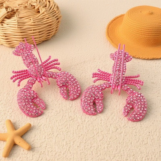 Sea-Stories Pink Lobster Earrings