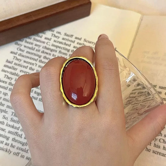 Retro Red Cabochon Ring