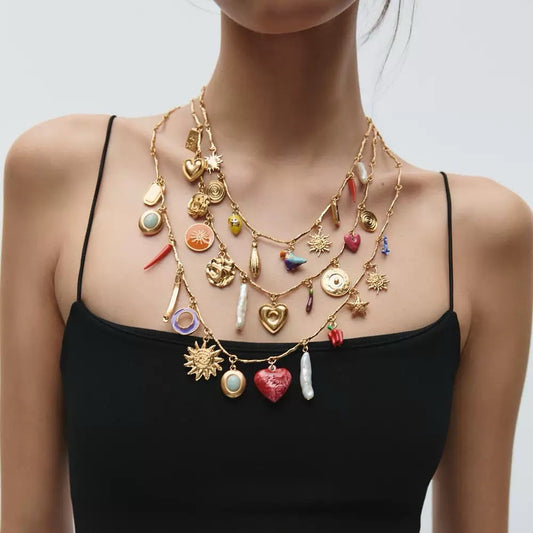 Charm collector Triple Layered Necklace