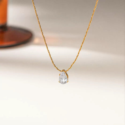 Soft Glow Dainty Teardrop Necklace
