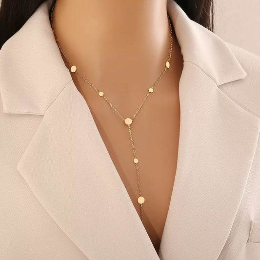 Gold Code Y-Necklace