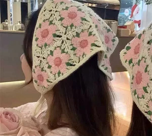 Blush Bloom Crochet Bandana