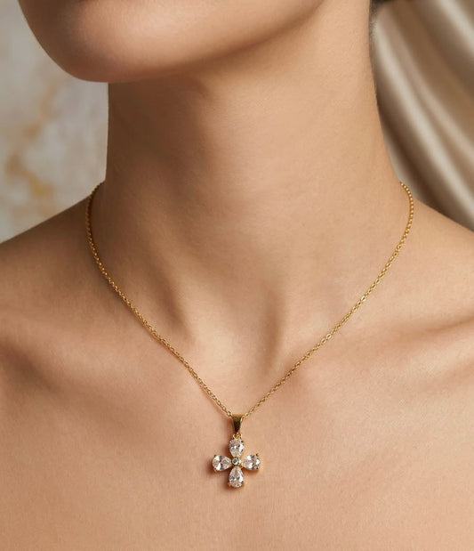 Twinkling Cascade Floral Necklace