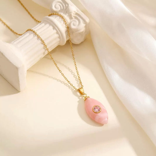 Blush Aurora Pink Stone Necklace