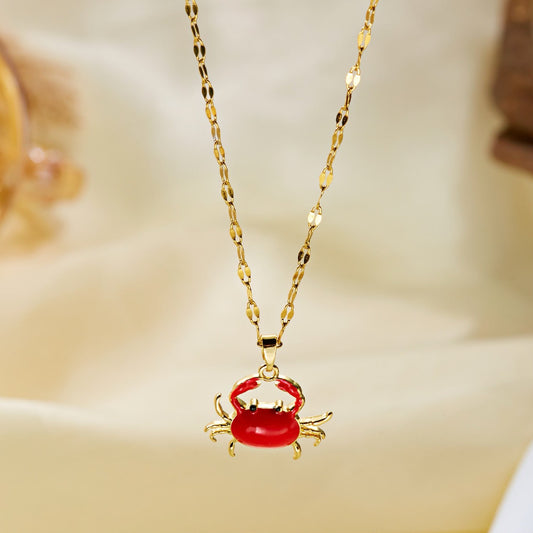Crimson Crab Coastal Necklace