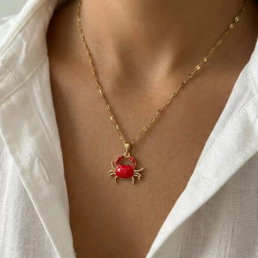 Crimson Crab Coastal Necklace