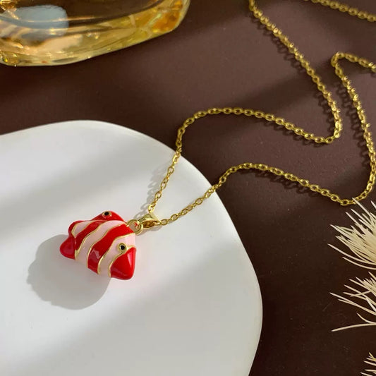 Scarlet-Fin Fish Necklace