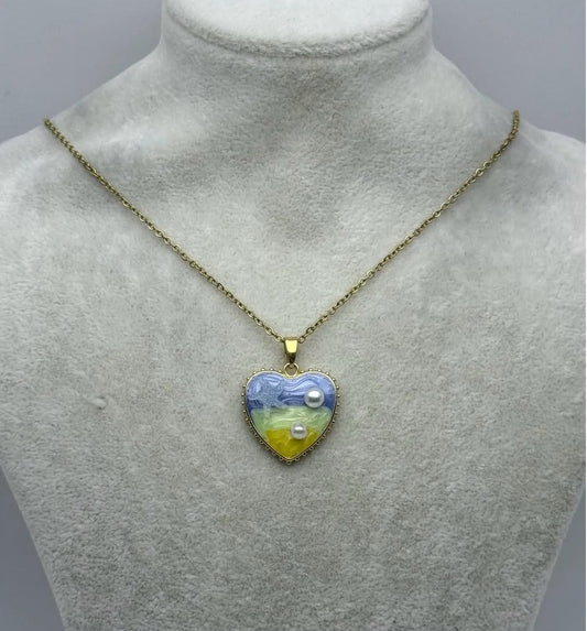 Ocean Canvas Pearl Heart Necklace