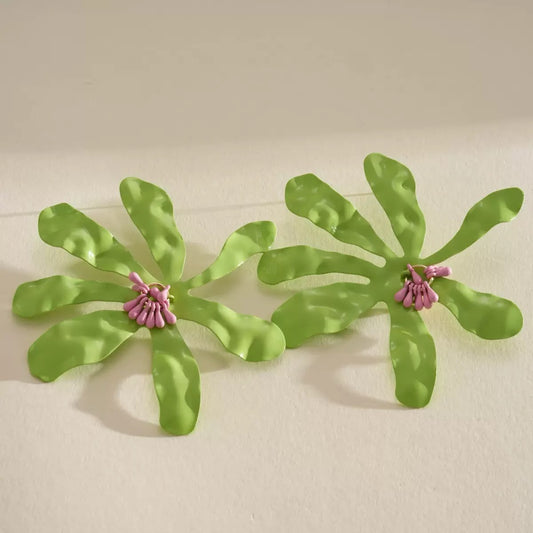 Forged Floral Hammered Earrings