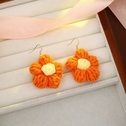 Marigold Bloom Crochet Earrings
