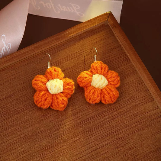 Marigold Bloom Crochet Earrings