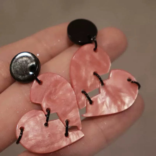 Mended-Heart Stitched Earrings