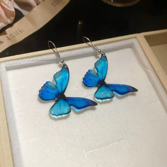 Ethereal Fairy-wings Blue Ombre Earrings