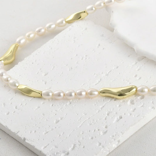 Gilded Strand of Pearls Necklace
