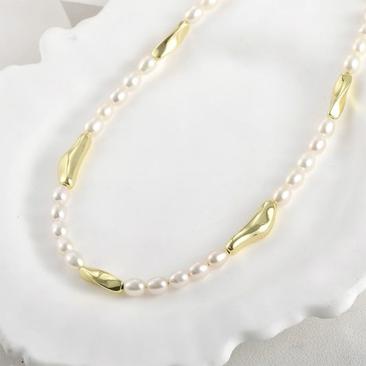 Gilded Strand of Pearls Necklace
