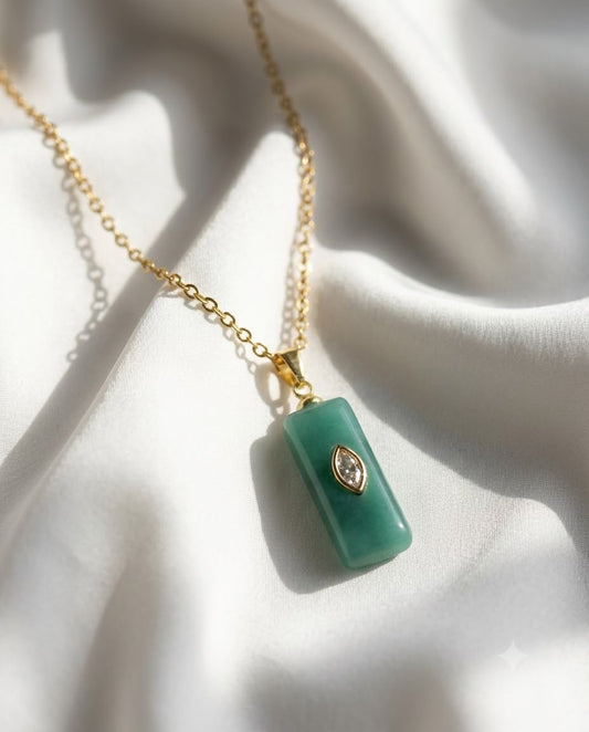 Verdant Grace Rectangular Necklace