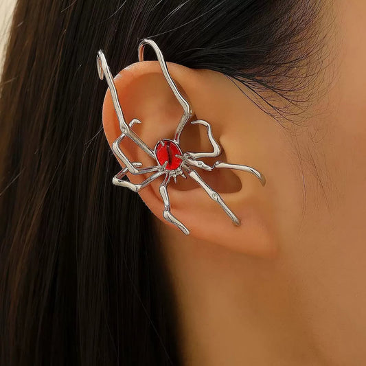 Grunge-mode Red stone Spider Earcuff