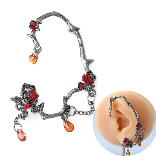 Bloody Mary Red Rose Earcuff