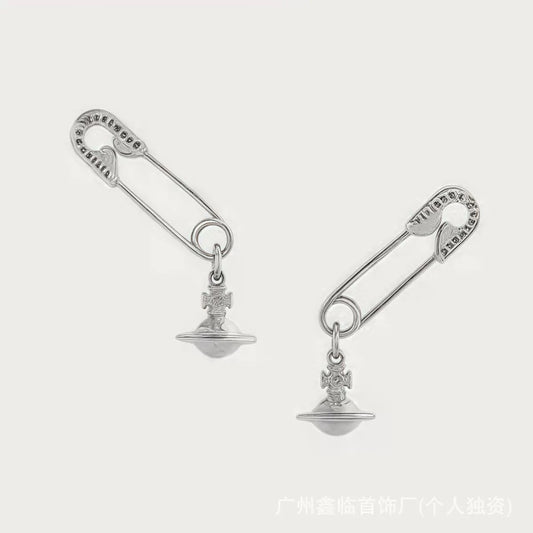 Saturn Theory Safety Pin Earrings