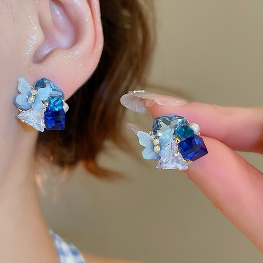 Fairy core Wings Rhinestone Cluster Earrings