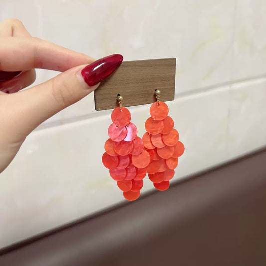Tangy Sunset Cascading Shell Earrings