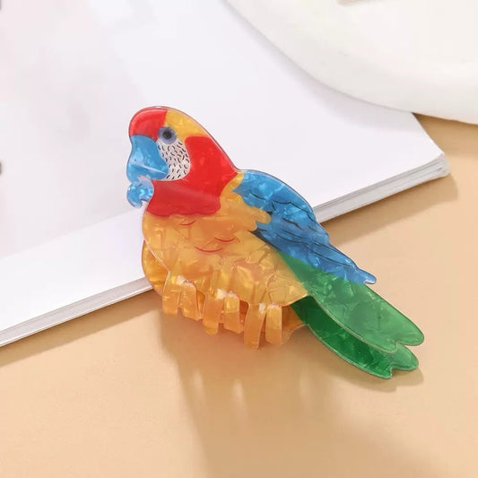 Playful Parakeet Claw Clip